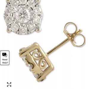 Elegant Gold and diamond  Stud Earrings